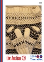 White and Black Hand-knit Cowell Scarf and Mittens