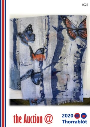 Blue and White Butterfly Fashion Scarf